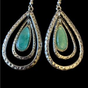 Silver and green earrings
